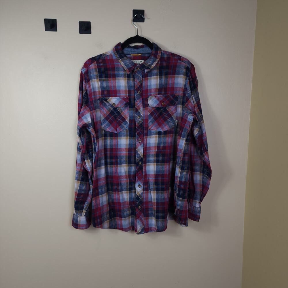 Dravus Heading Nowhere Mens Large Plaid Flannel Long Sleeve Shirt Size L